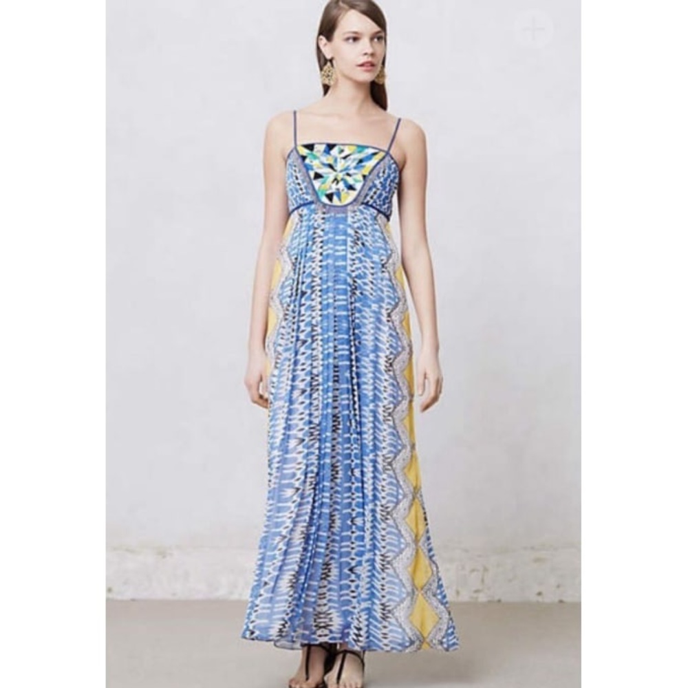 Anthropologie RANNA GILL Sunburst BEADED Maxi Dres